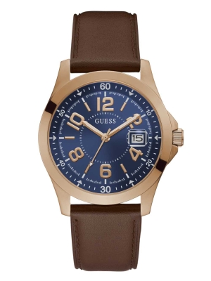 Multicolor Men's GUESS Rose Gold-Tone and Blue Analog Watches | USA78GCSMV