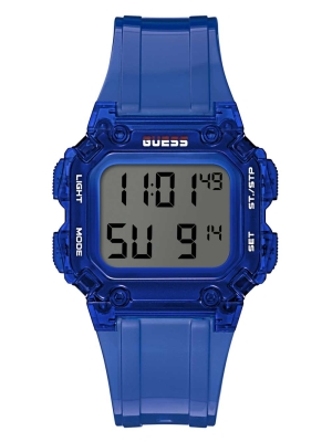 Multicolor Men's GUESS Stealth Blue Digital Watches | USA02EVDNW