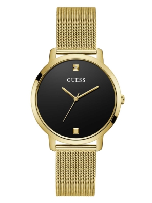 Multicolor Women's GUESS Gold-Tone And Black Diamond Analog Watches | USA94LGRZA