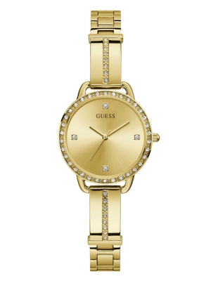 Multicolor Women's GUESS Gold-Tone Crystal Analog Watches | USA59NUHQE