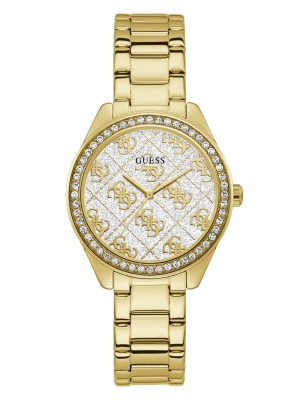 Multicolor Women's GUESS Gold-Tone Glitter Logo Watches | USA72NSXYJ