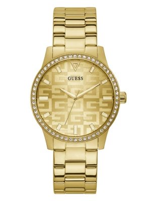 Multicolor Women's GUESS Gold-Tone Logo Analog Watches | USA73HNYWE