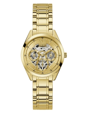 Multicolor Women's GUESS Gold-Tone Multifunction Watches | USA75ATNFQ