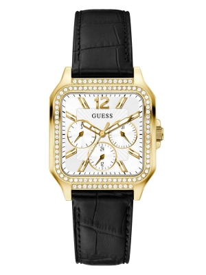 Multicolor Women's GUESS Gold-Tone Square Multifunction Watches | USA23SQBYD