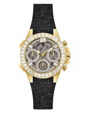 Multicolor Women's GUESS Gold-Tone and Black Shimmer Analog Watches | USA35CHYIM