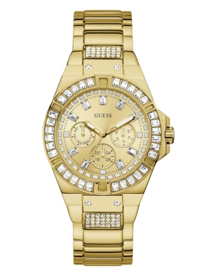 Multicolor Women's GUESS Gold-Tone and Crystal Multifunction Watches | USA25EBRIN