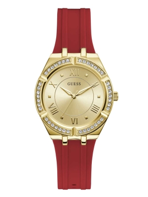 Multicolor Women's GUESS Gold-Tone and Red Analog Watches | USA27YPZXT