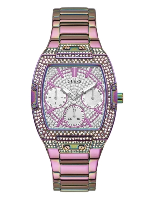 Multicolor Women's GUESS Iridescent Rhinestone Multifunction Watches | USA32QYKMU