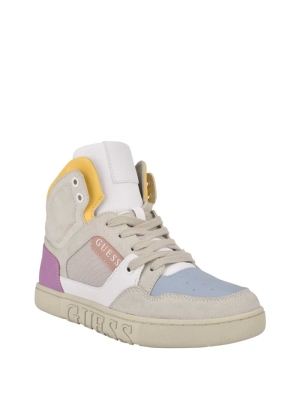 Multicolor Women's GUESS Justis Faux-Suede High-Top Sneakers | USA95WUDKM