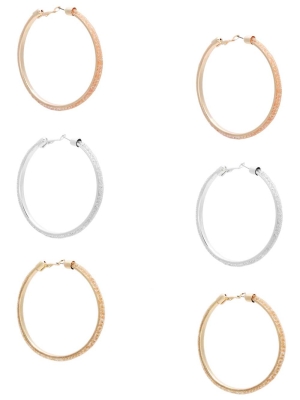 Multicolor Women's GUESS Patricia Multi-Tone Hoop Set Earrings | USA04HYKPO