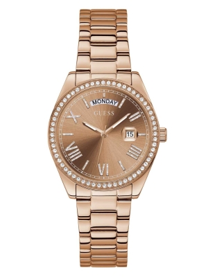 Multicolor Women's GUESS Rose Gold-Tone Analog Watches | USA10PWRIS