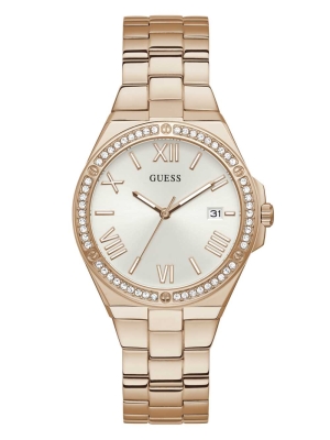 Multicolor Women's GUESS Rose Gold-Tone and Rhinestone Analog Watches | USA42FBIZW