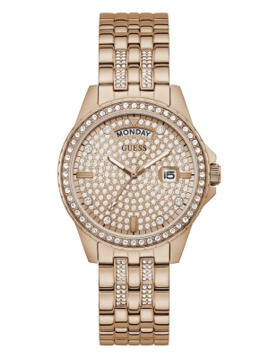 Multicolor Women's GUESS Rose Gold-Tone Rhinestone Analog Watches | USA72MNRGU