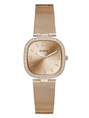 Multicolor Women's GUESS Rose Gold-Tone Mesh Analog Watches | USA78YDULS