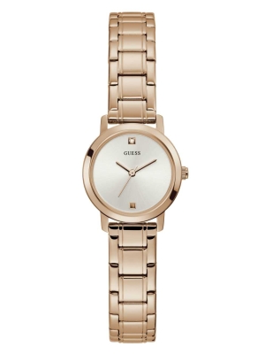 Multicolor Women's GUESS Rose Gold-Tone Diamond Analog Watches | USA95QEJUN