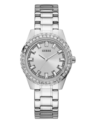 Multicolor Women's GUESS Silver-Tone Analog Watches | USA96KSJGT