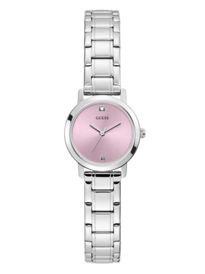 Multicolor Women's GUESS Silver-Tone And Pink Diamond Analog Watches | USA89LCEQM