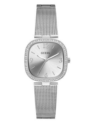 Multicolor Women's GUESS Silver-Tone Mesh Analog Watches | USA52QJMPK