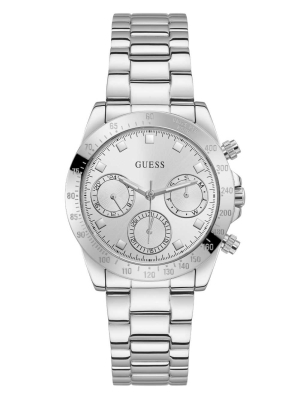 Multicolor Women's GUESS Silver-Tone Multifunction Watches | USA93SDBGK