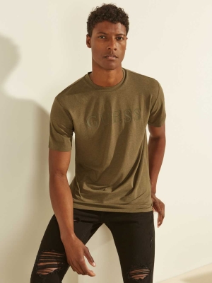 Olive Men's GUESS Eco Alphy T-Shirts | USA90VNOJG