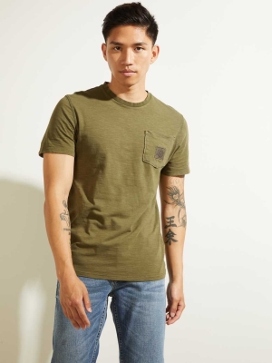 Olive Men's GUESS G Stamp T-Shirts | USA46MQJZK