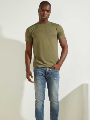 Olive Men's GUESS Korey T-Shirts | USA82RDTHY