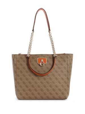 Orange Women's GUESS Alisa Society Totes | USA60LCDTO