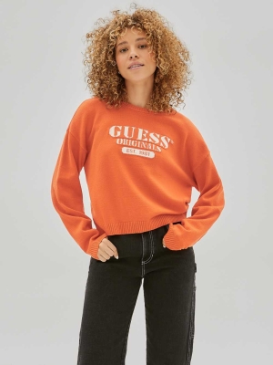 Orange Women's GUESS Originals Logo Sweaters | USA27GUWYR