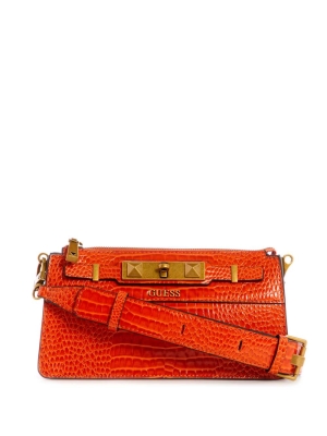 Orange Women's GUESS Raffie Mini Crossbodies | USA79CXENM