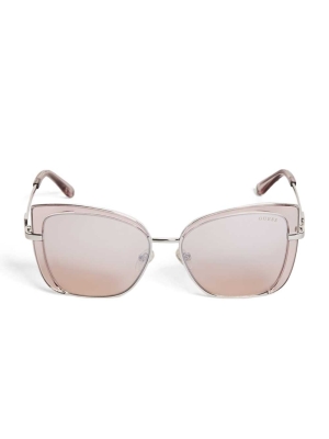 Pink / Burgundy Women's GUESS Tinted Cat-Eye Sunglasses | USA09UTABI