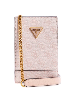 Pink White Women's GUESS Cordelia Logo Phone Case Wallets | USA07BYHXZ