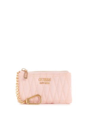 Pink Women's GUESS Layla Zip Pouch Wallets | USA56ONZBM