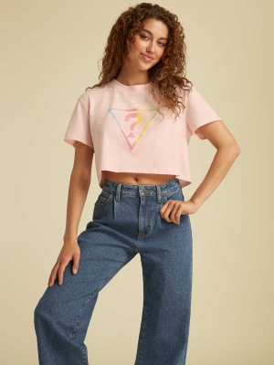 Pink Women's GUESS Originals Cropped Vintage T-Shirts | USA47CRTYA