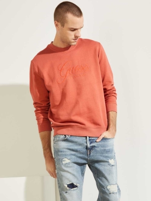 Red Men's GUESS Melvyn Pullover Sweatshirt | USA18YCUDO