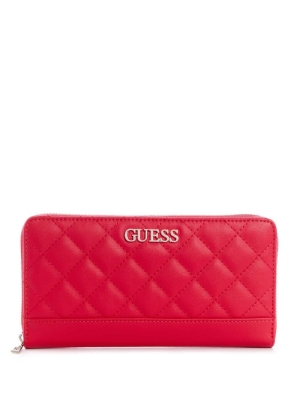 Red Women's GUESS Illy Check Organizer Wallets | USA53FKOES