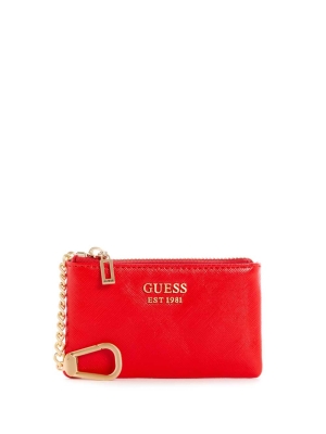 Red Women's GUESS Layla Zip Pouch Wallets | USA74UBFPM