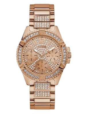 Rose Gold Men's GUESS Rose Gold-Tone Multifunction Watches | USA36NVRAG