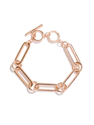 Rose Gold Women's GUESS Gold-Tone Chain-Link Bracelet | USA83NSYRH