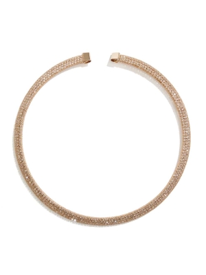 Rose Gold Women's GUESS Gold-Tone Rhinestone Mesh Collar Necklace | USA41WPRJU