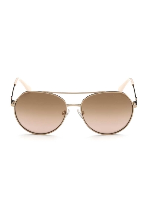 Rose Gold Women's GUESS Round Aviator Sunglasses | USA24TCZDF