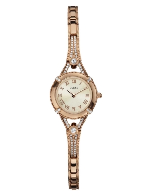 Royal Women's GUESS Rose Gold-Tone Petite Crystal Watches | USA38AZCOF