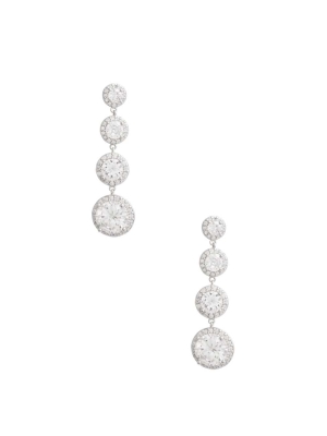 Silver Women's GUESS Cubic Zirconia Cascading Earrings | USA24CBTVH