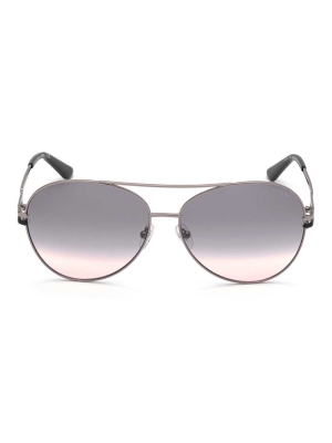 Silver Women's GUESS Janet Aviator Sunglasses | USA89PUKWH