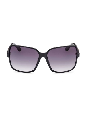 Silver Women's GUESS Oversized Square Logo Sunglasses | USA85FZPGD