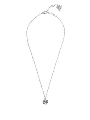 Silver Women's GUESS Silver-Tone Peony Necklace | USA86GYLMC