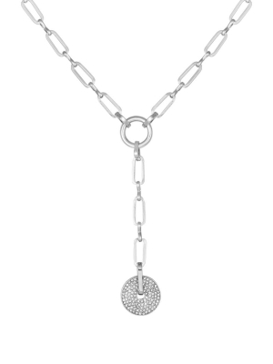 Silver Women's GUESS Silver-Tone Rhinestone Disc Necklace | USA53GWDTE