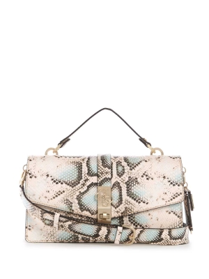 Snake Women's GUESS Albury Top-Handle Flap Crossbodies | USA65JFONV