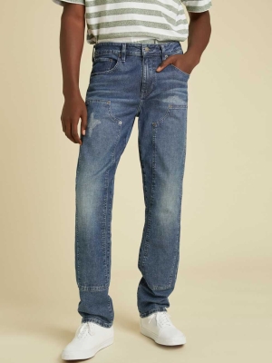 Wash Men's GUESS Originals Tactical Slim Straight Jeans | USA90BRSQI