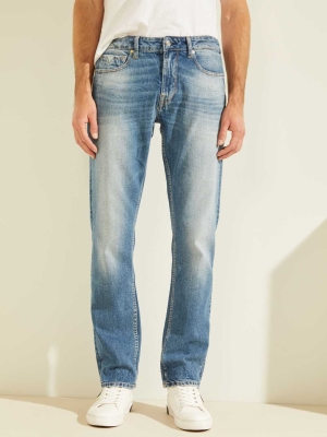 Wash Men's GUESS Regular Straight Faded Jeans | USA49BQUNM