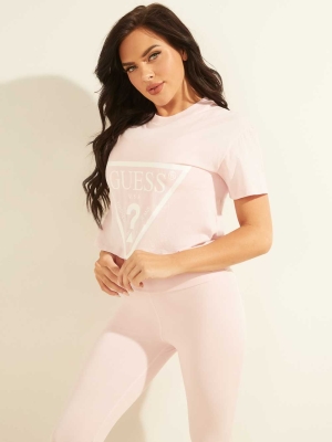 Wash Pink Women's GUESS Cropped Logo T-Shirts | USA19AKDPY